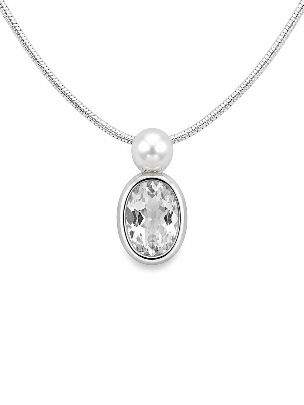 Clear Quartz & Pearl Oval Pendant (#P84)